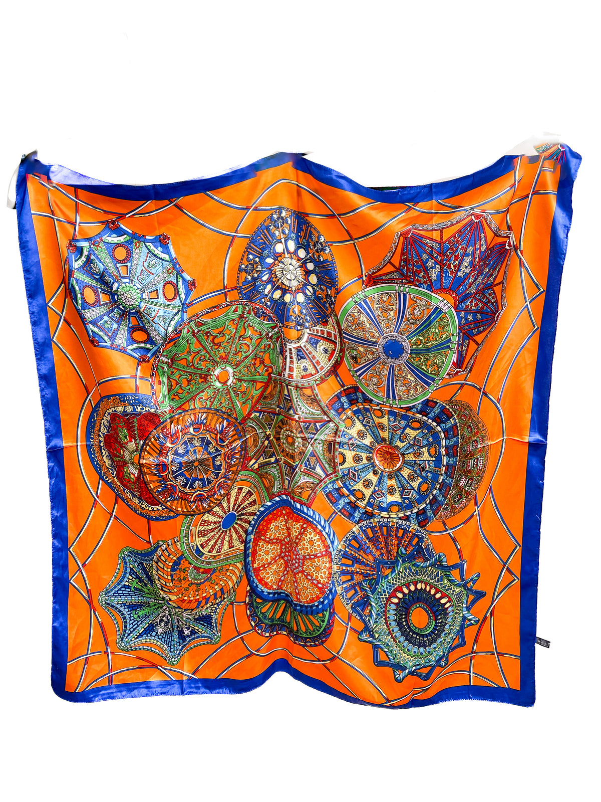 Brenna Blue & Orange Patterned Scarf