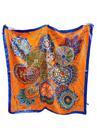 Brenna Blue & Orange Patterned Scarf