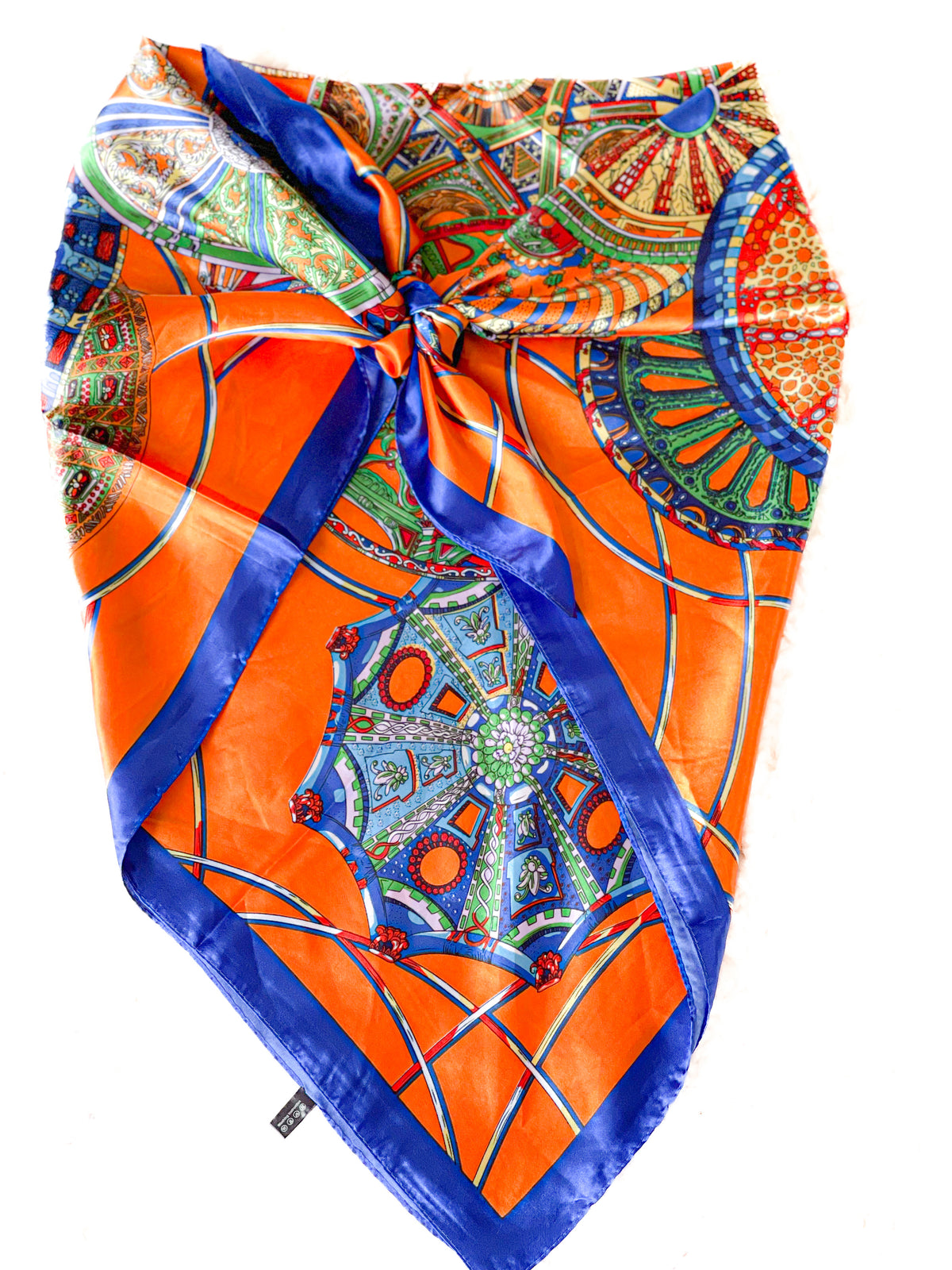 Brenna Blue & Orange Patterned Scarf